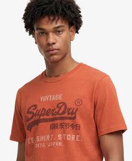 orange tshirt with superdry logo 