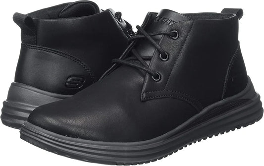 Black lace-up boots with a white background